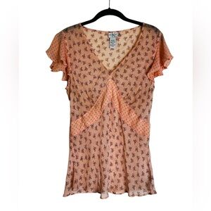 Calvin Klein Vintage Y2K Silk Babydoll Top Whimsical Fairy Boho Size M